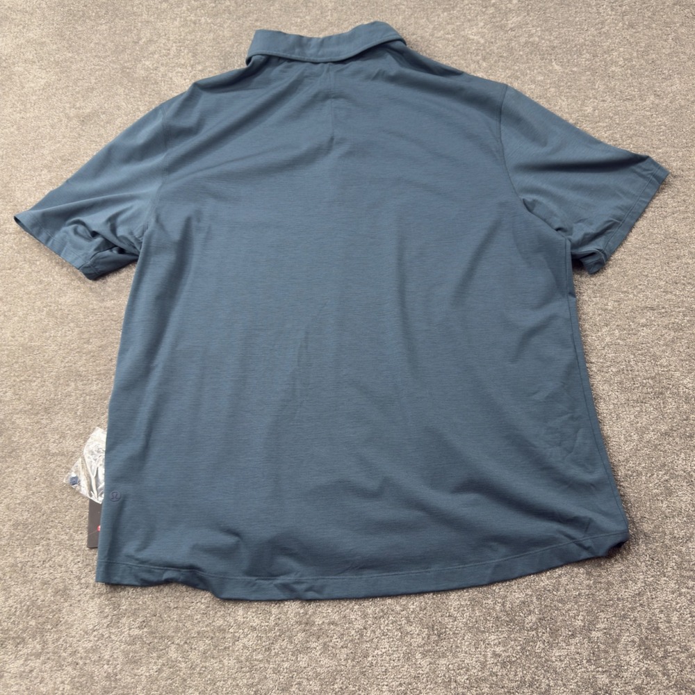 Lululemon‎ Evolution Polo Mens 3XL Iron Blue Short Sleeve Slim Fit Stretch Shirt - Picture 7 of 8